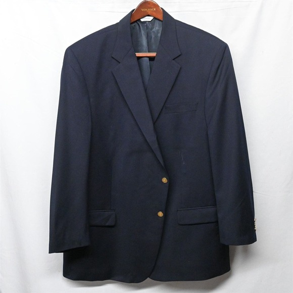 Joseph Feiss 50 Tall Navy Blue Gold 2 Button Blazer Suit Jacket Sport Coat - Picture 1 of 10